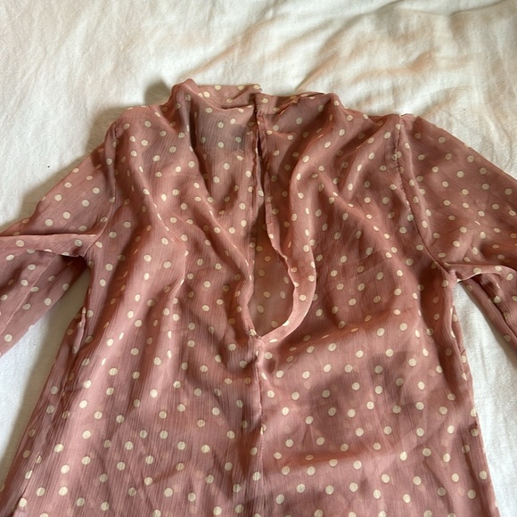 {the Reformation} Sheer Mockneck Polka Dot Blouse - Picture 3 of 3